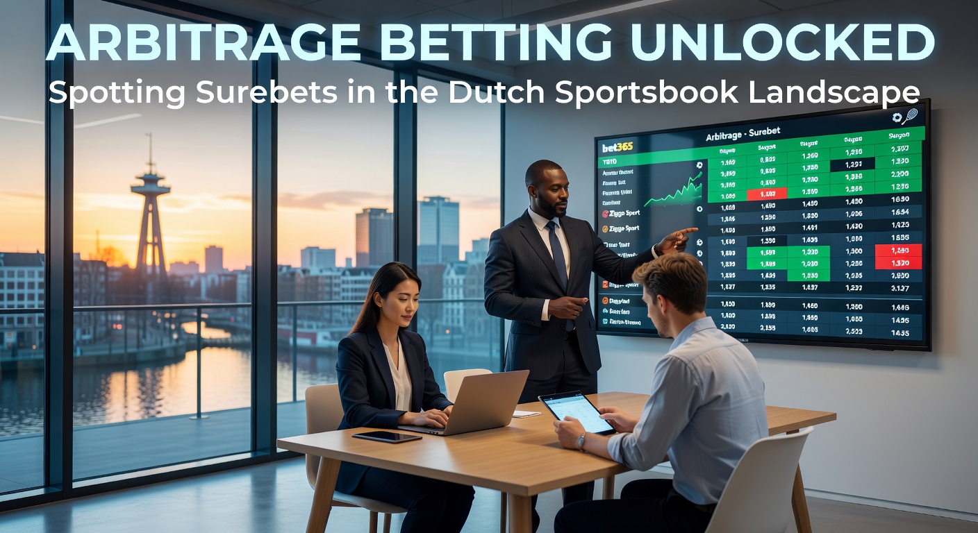 Schermafbeelding van een arbitrage betting tool die oddsverschillen toont tussen Nederlandse bookmakers, met een surebet-highlight in groen