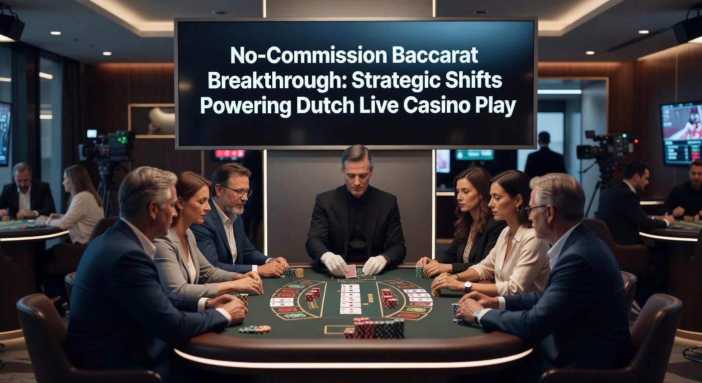 Live dealer bij no-commission baccarat tafel in een Nederlands online casino, met spelers die strategisch inzetten