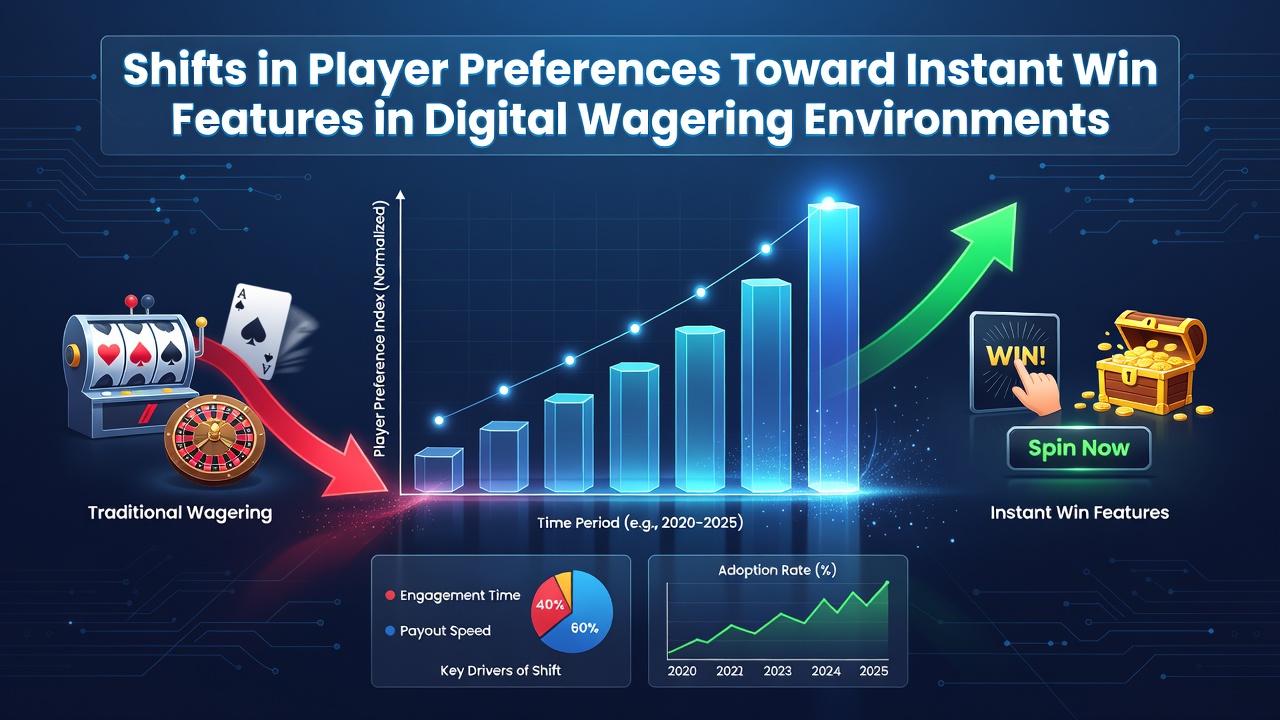 Grafiek en visuals over verschuivingen in spelersgedrag naar instant win in gokapps