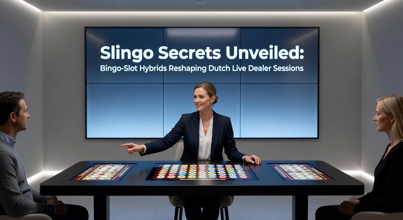 Slingo spelinterface met bingo-kaarten en draaiende slots in een live dealer studio