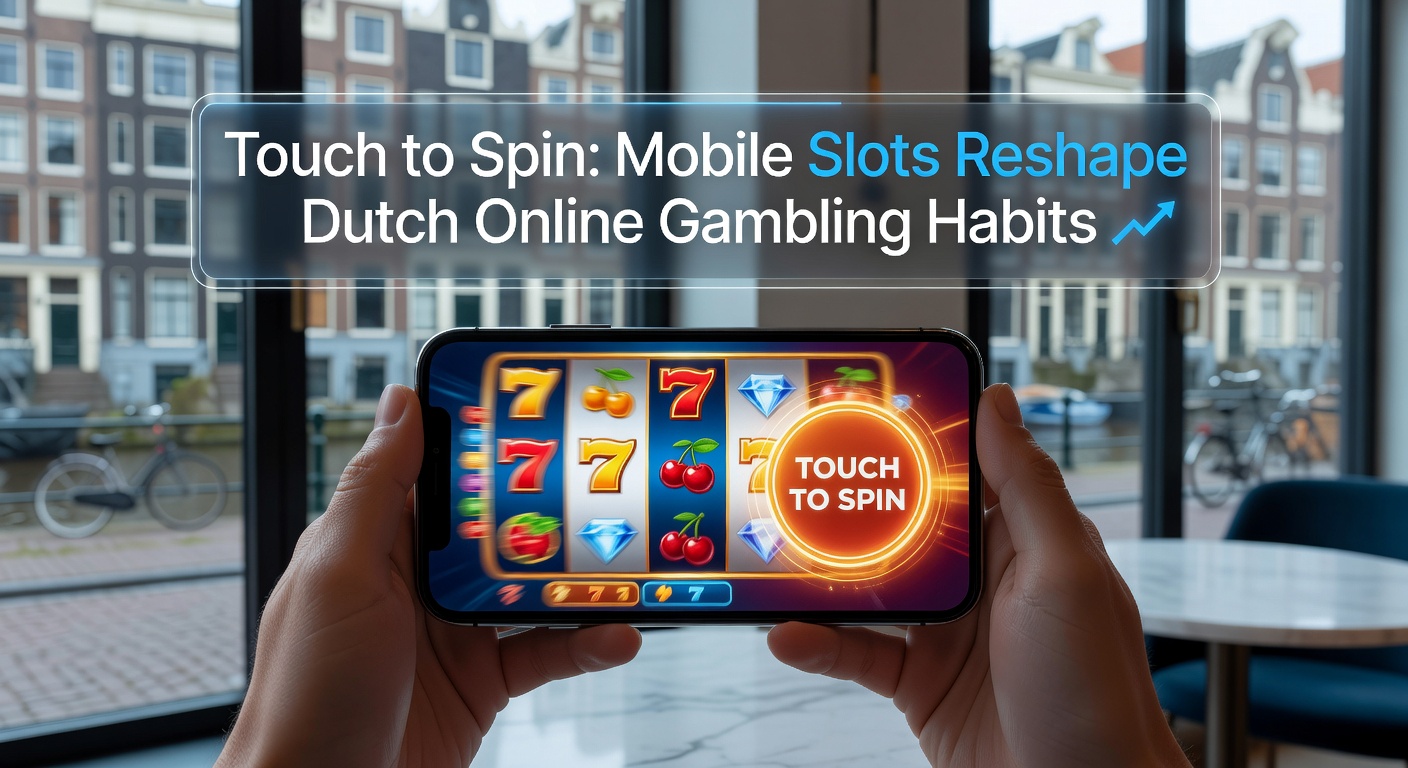 Smartphone met kleurrijke mobiele slotgame in actie, symboliserend de touch-to-spin revolutie in Nederland